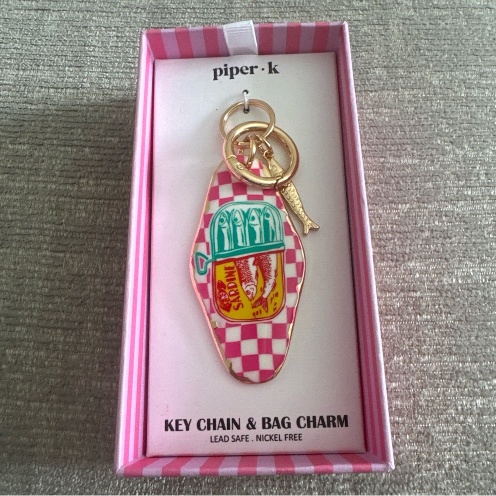 Piper K Pink and Gold Key Chain & Bag Charm